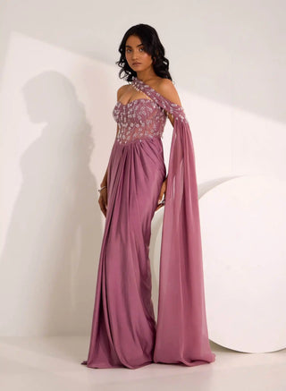 Ivelle corset saree gown and shoulder drape