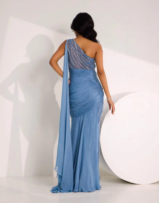 Cielle blue ruched gown