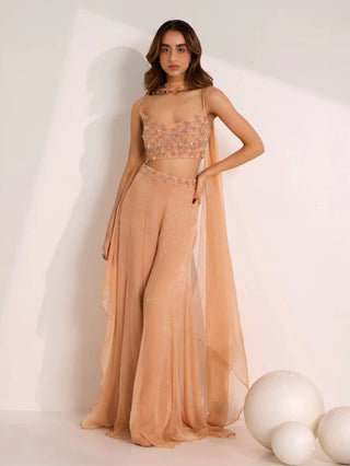 Rumi rose gold blouse and palazzo set