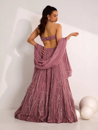 Mauve Ilaria branches lehenga and corset set