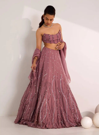 Mauve Ilaria branches lehenga and corset set