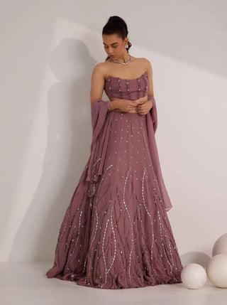 Mauve Ilaria branches lehenga and corset set