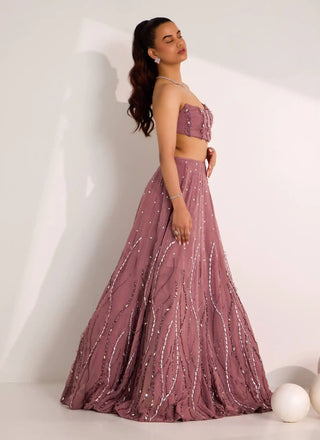 Mauve Ilaria branches lehenga and corset set