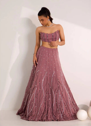 Mauve Ilaria branches lehenga and corset set