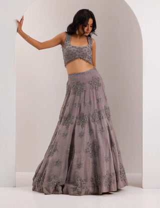 Zeya gray snowflake lehenga set