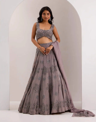 Zeya gray snowflake lehenga set