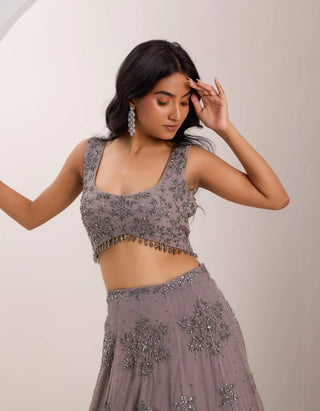 Zeya gray snowflake lehenga set