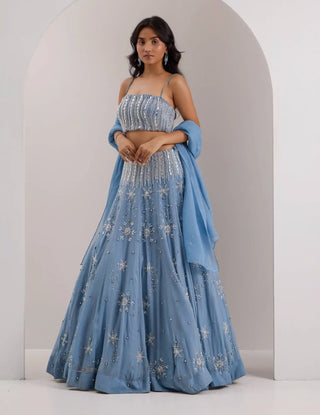 Elsa blue snowflake scatter lehenga set