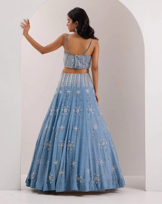 Elsa blue snowflake scatter lehenga set