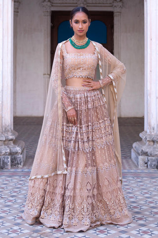 Champagne gold embroidered lehenga set