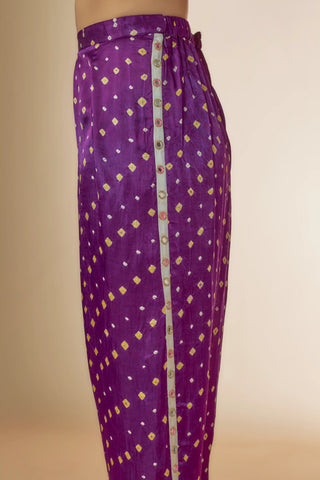 Purple bandhani shirt co-ord with embroidery