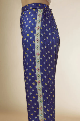 Blue Bandhani Shirt Co-ord with embroidery