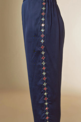 Blue bandhani shirt Co-ord with embroidery