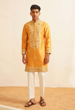 Mustard yellow falgun kurta and pant