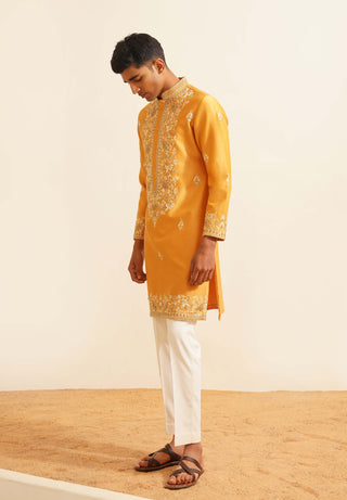 Mustard yellow falgun kurta and pant