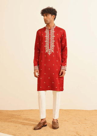 Red kastur kurta and pant