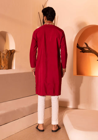 Deep red saheb kurta