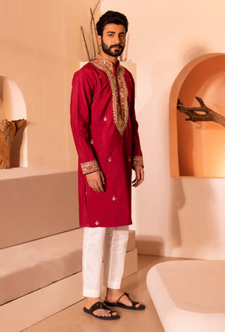 Deep red saheb kurta