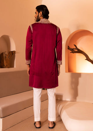 Wine red farmaan kurta