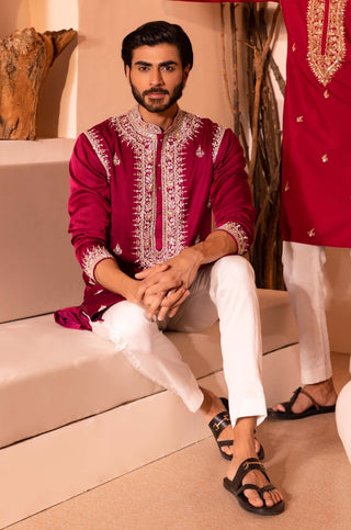 Wine red farmaan kurta