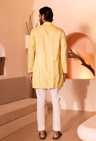 Pastel yellow harf kurta