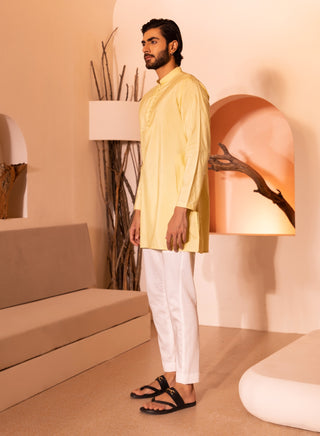 Pastel yellow harf kurta