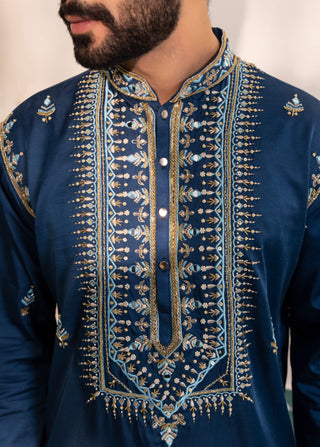 Teal blue arsh kurta