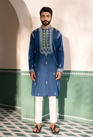 Teal blue arsh kurta