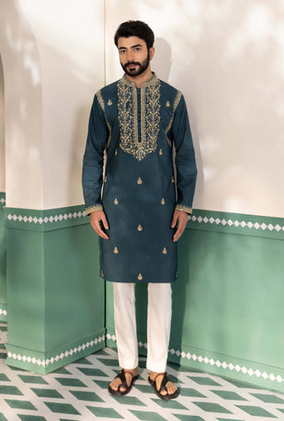 Midnight green mushq kurta