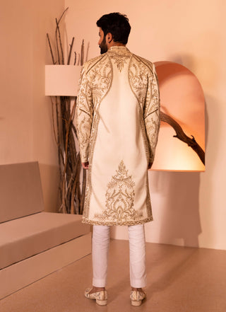 Offwhite shehjada sherwani