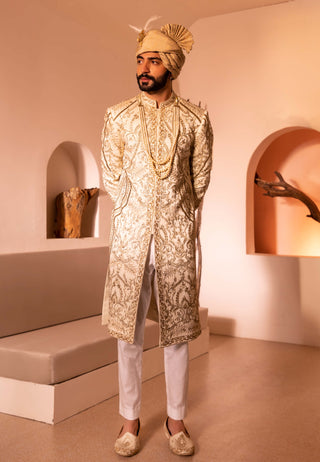 Offwhite shehjada sherwani