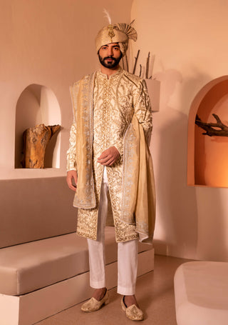 Offwhite shehjada sherwani