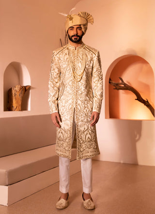 Offwhite shehjada sherwani