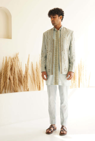 Powder blue tarush indo-western jacket set