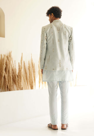 Powder blue tarush indo-western jacket set