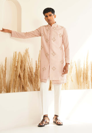 Powder pink indo-western jacket set