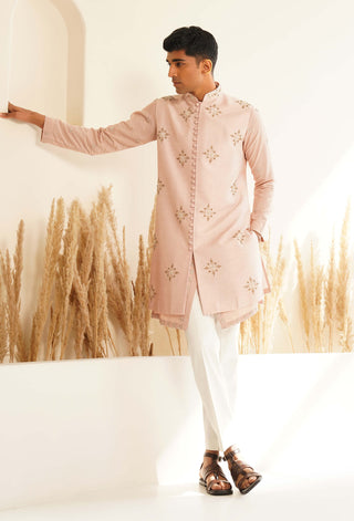 Powder pink indo-western jacket set