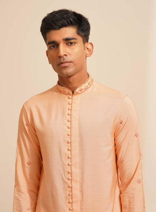 Peach naran indo-western jacket set