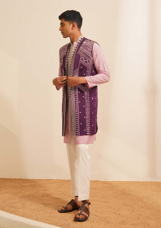 Purple gaurang indo-western jacket set