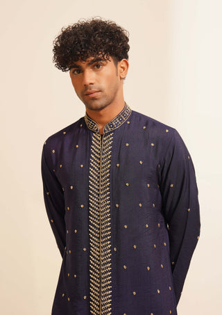 Navy blue manik indo-western jacket set