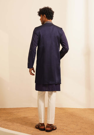 Navy blue manik indo-western jacket set