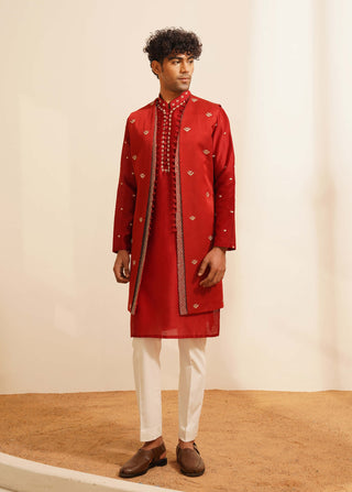 Red ikshit indo-western jacket set