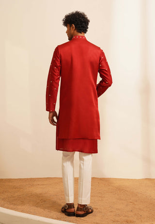 Red ikshit indo-western jacket set