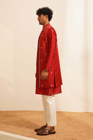 Red ikshit indo-western jacket set