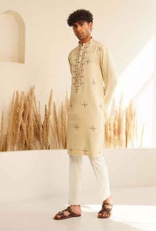 Milky white ojas kurta and pant