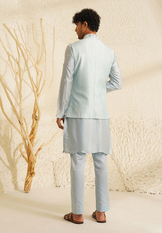 Powder blue neer waistcoat set