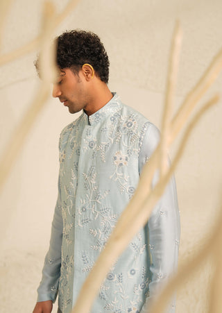 Powder blue neer waistcoat set