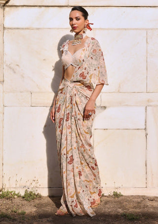 Siya blush pink draped skirt with pallu and choli