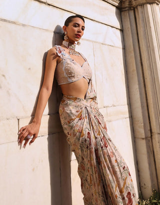 Siya blush pink draped skirt with pallu and choli