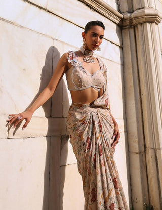 Siya blush pink draped skirt with pallu and choli